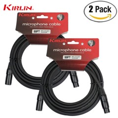 2-PACK Kirlin 50FT XLR Male/Female 20AWG Microphone Audio Cable Black NEW