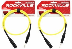 2 Rockville RCXMB3-Y Yellow 3′ Male REAN XLR to 1/4“ TRS Balanced Cables
