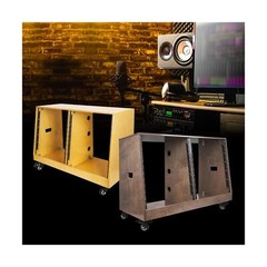 Sound Town DIY 2 x 12U Slanted Studio Rack with Solid Baltic Birch Plywood, C…