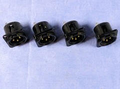 4 Neutrik NC3MD-L-B-1 Panel Mount Male 3-PIN XLR Connectors, Black & Gold Metal