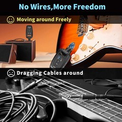 For Guitar Wireless Transmitter & Receiver Set 2.4GHz 24Bit 48KHz No Latency