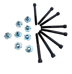 8pc Thick Baffle Speaker Mounting Bolts 1/4-20 x 2.5″ Long Black Oxide +Tee-Nut