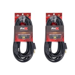Pair of 2x Pro X 25 Ft. 12AWG 120VAC Male Edison NEMA 5-15P to twist lock