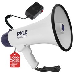 Pyle Megaphone Speaker PA Bullhorn with Built-in Siren – 40 Compact, White