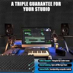 2 Pack Acoustic Panels,es Egg Crate Foam soundproof 48X24X2 Inch Black 2 Pack
