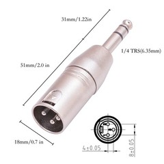 2 Pack 1/4 TRS to XLR Adapter Balanced 6.35mm Male to XLR Male Adapters