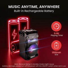 Pyle Portable Wireless Bluetooth Karaoke PA Loud Speaker – 8“ Black