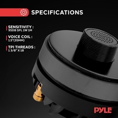 Pyle 1.5″ Aluminum Horn Driver 8 Ohm 1-3/8″ x 18 TPI
