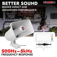5Core PA Speaker Pair 5×8″ 65W Bull Horn Loud Audio 8Ohm Outdoor Speakers System