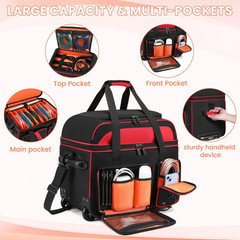 Rolling DJ Cable Bag with Wheels, DJ Gig Bag Case for Equipment with 15.6″ Lapto