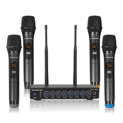 Sound Town Wireless Karaoke Mixer System with 4 Metal Handheld Mics SWM16-4MEGA
