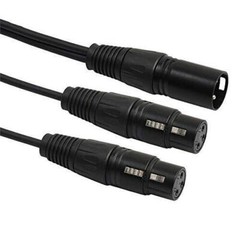 3-Pin XLR Male Plug to Dual 2 Female 16 AWG Jack Y Splitter Mic DJ Cable Adaptor