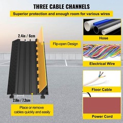 Vevor 37″x20″x3″ Clamshell Cable Organizer 3-Channel Speed Bump 44000lb Ramp 1pk