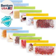 12 Pack Dishwasher Safe Reusable Snack Bags, BPA Free Storage Bags, Extra Thick