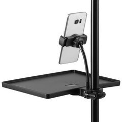 2-In-1 Microphone Stand Tray with Phone Holder, Clamp-On Mic one size, black