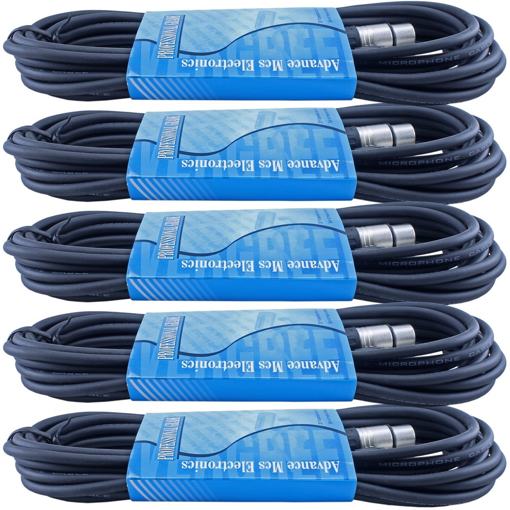 5PACK lot 3-pin XLR MICROPHONE extension Cable 20 ft foot feet PRO AUDIO CORD
