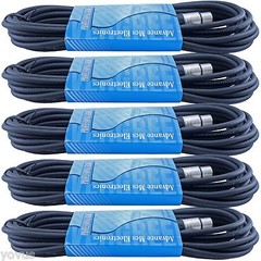 5PACK lot 3-pin XLR MICROPHONE extension Cable 20 ft foot feet PRO AUDIO CORD