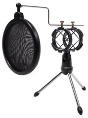 Rockville RTMS21 Desktop Tripod Microphone Stand With Pop Filter + Shock Mount
