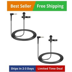 2-Pack Omnidirectional Lavalier Microphone with 90° L-Shaped 3.5Mm Jack