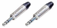 (2 PACK) NEUTRIK NP3X 1/4″ TRS Stereo Male Cable Mount Plug – Nickel Shell