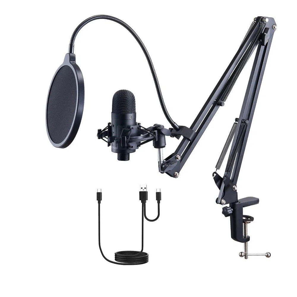 USB Microphone, 192kHz/24-bit, Professional Condenser Microphone Kit, with Boom