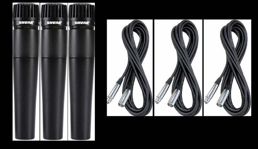 (3) New Shure SM57 Mics and Cables Authorised Dealer Best Deal on eBay!