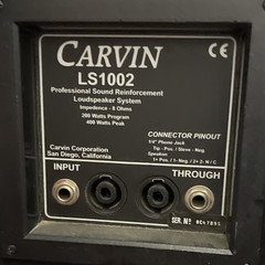 Pair of Carvin LS1002 Loudspeaker 200W 8 Ohms Black Wired 1/4″ Speakon Passive