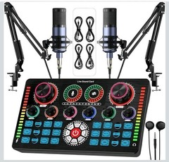Podcast Equipment Bundle w/Professionl Live Sound Card and Condenser Microphone