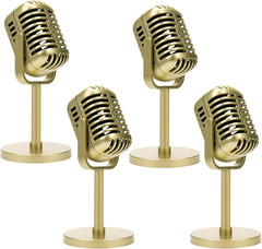 4Pack Retro Microphone Props Model Antique Microphone Prop for Vintage Fake Micr