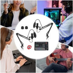 Professional Podcast Equipment Bundle Microphone Live Sound Card Audio Condenser