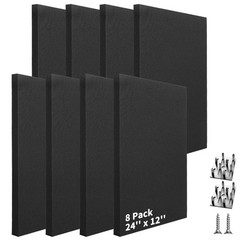 8 PCS Acoustic Panels 24“x12“ Fabric Easy-Hook Mounting Soundproof Wall Panels