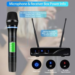 KITHOUSE J10 Wireless Microphone Karaoke System Rechargeable, UHF Metal Cordl…
