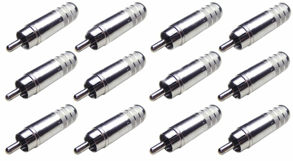 (12 Pack) Switchcraft 3502A Long Body Cable End RCA Male with Solder Terminals