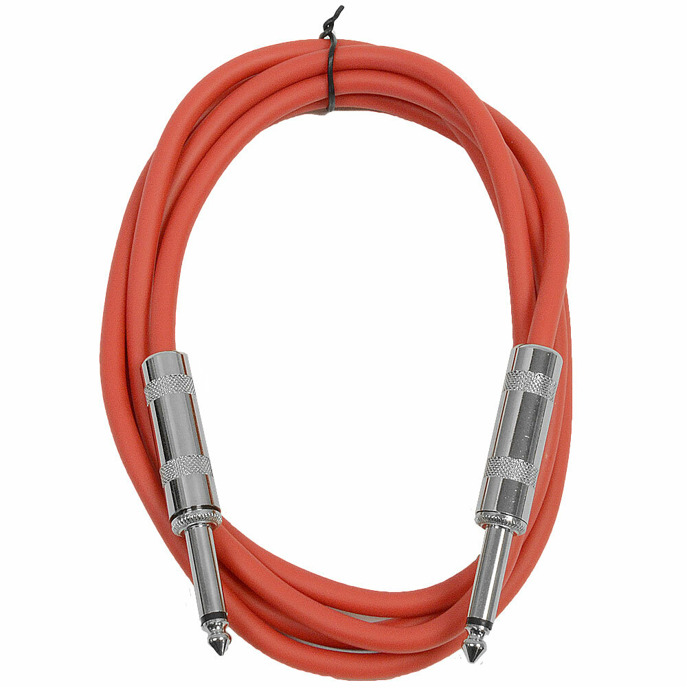 SEISMIC AUDIO – Red 1/4″ TS 6′ Patch Cable – Effects – Guitar – Instrument