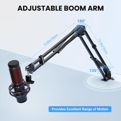 Microphone Arm Stand,Heavy Duty Adjustable Suspension Boom Scissor Microphone…
