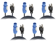 ProX XC-PWCE14-06 5 Pack 6Ft 14AWG Power Cable NEMA 5-15 Blue Male Connector