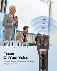 ALPOWL Wireless Microphones, Metal Dynamic Microphone System with Rechargeable R