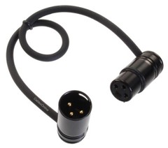 1ft Low-Profile Right-Angle 3-Pin XLR Male to Female Adjustable-Angle Cable