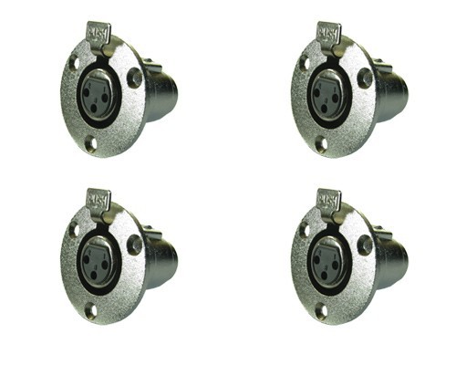 NEW 4 Pack LOT Panel Chassis surface box Mount Female 3 pin XLR Connector METAL