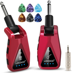 Wireless Guitar System Transmitter Receiver: UHF Cordless 164 Feet Range – 6 Cha