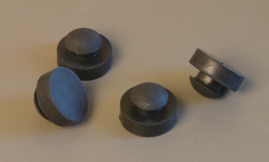 (4 PACK) 1″ Black Rubber Push-In Bumpers (Feet) sku# RB-1