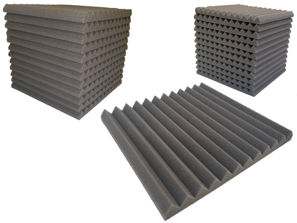 24 pk 12x12x1″ Wedge Acoustic Foam Soundproof Wall Record Studio Panel Tile Gray