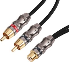 Devinal RCA/Phono Splitter Cable RCA Female to Dual Male Gold Plated F-2M_