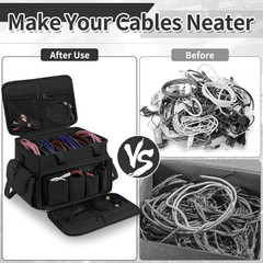 DJ Cable File Bag with 6 Detachable Dividers High Capacity Gig Cable Bag for Cor