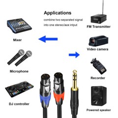 TRS 1/4 Male to Dual XLR Female Microphones Stereo Splitter Adapter Y Cable