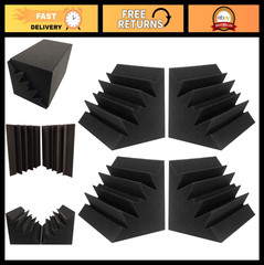 4 Pack Acoustic Foam Bass Traps – Soundproof Padding Wall Panels for Studio & Ho