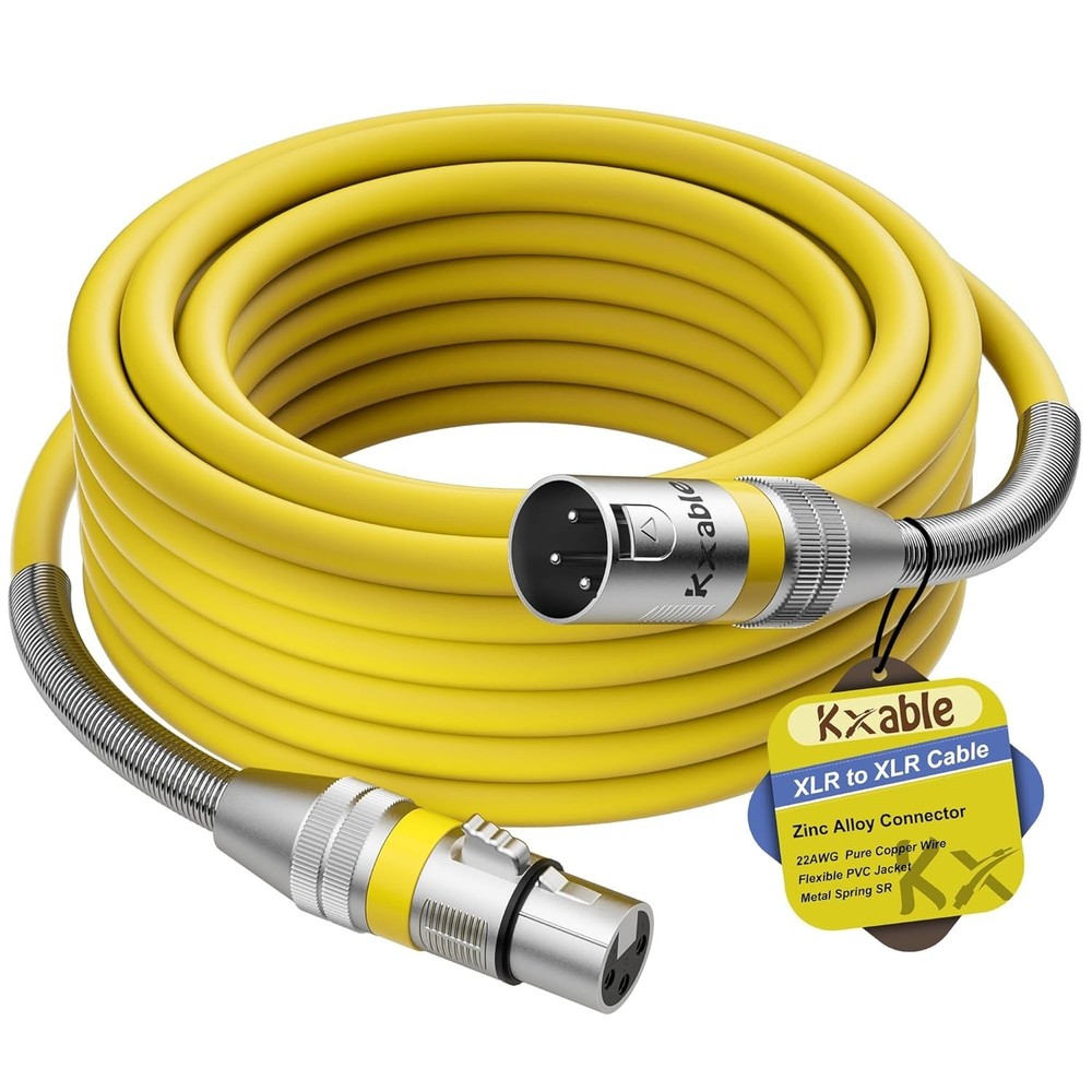 Cable de micrófono XLR premium de 20/25pies,resistente,22 AWG OFC, blindado de 3