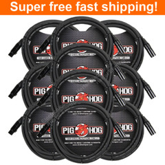 10 Pack Pig Hog PHM10 High Performance 8mm XLR Mic Cable 10ft LIFETIME WARRANTY