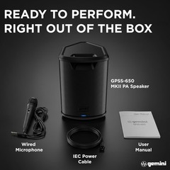 Gemini Sound 100W Portable PA Speaker with Bluetooth, 6.5″ Woofer, 3-Channel…