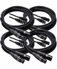 4 Pack Hosa Pro Microphone Cable HMIC-015, Neutrik REAN XLR3F to XLR3M 15Ft